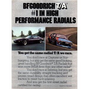 1980 BF Goodrich Radial Tires Pontiac Trans-Am Vintage Print Ad Daytona Wall Art
